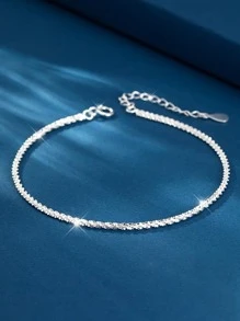 Vòng cổ dây chuyền bạc trang trí bằng đá khối Zirconia - Bạc - Xem 1