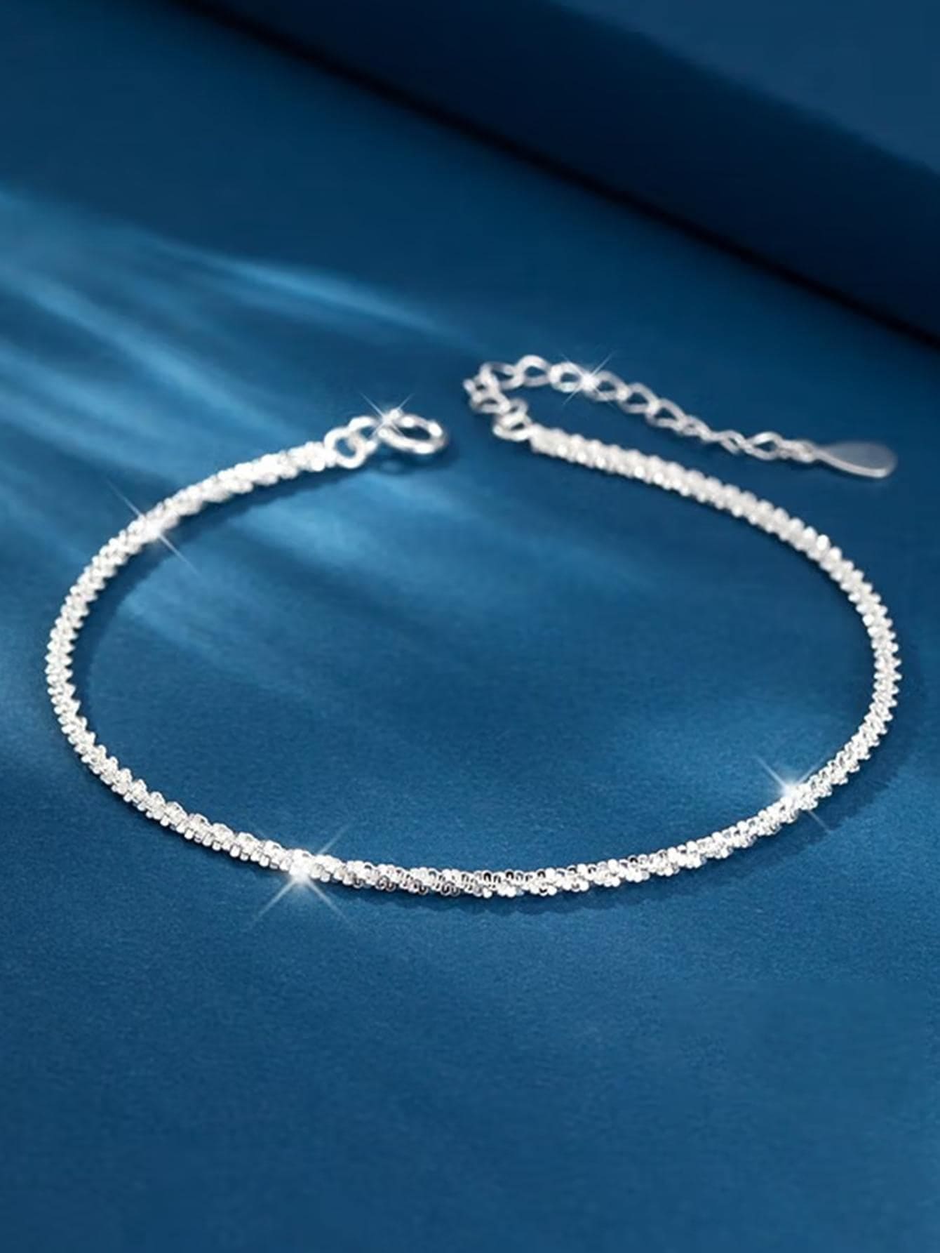 Vòng cổ dây chuyền bạc trang trí bằng đá khối Zirconia - Bạc - Xem 1