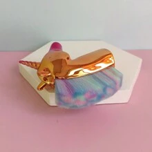 1入金色獨角獸形粉撲刷,化妝工具,適用於女性日常化妝 - 金色 - 查看 5