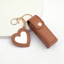1 geantă din piele PU de culoare solidă cu oglindă în formă de inimă, brelocuri de machiaj pentru femei. Geantă decorată cu oglindă în formă de inimă, geantă multicoloră pentru machiaj pentru femei, pandantiv cu breloc la modă cu farmec pentru inimă și geantă, poșetă, portofel, accesorii pentru geanți. Pentru petreceri, nunti si dansuri. Cadou pentru fete, pentru cocktail Cel mai bun cadou pentru femei, rochie de nuntă/petrecere Depozitare machiaj Husă pentru machiaj Husă pentru machiaj