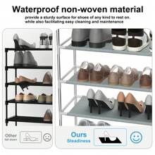 1pc Rustproof Multi-Layer Shoe Rack, Shoe Organizer With Fabric Cover, Shoe Storage Shelf, Entryway, Suitable For Sneakers, High Heels, Flats, And Boots - Red - View 4