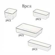 4入組,8入組,13入組,25入組透明寵物桌面收納盒,多功能組合抽屜式收納盒,適用於廚房櫃台,梳妝台,浴室櫥櫃,辦公桌等 - 無色 - 查看 4