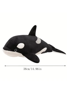 38cm虎鯨填充動物海洋生物毛絨玩具模擬虎鯨毛絨填充動物逼真的海洋生物虎鯨毛絨填充動物兒童禮品 - 黑白 - 查看 3