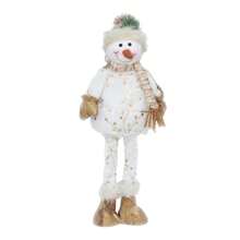 毛絨卡通雪人娃娃玩具,可伸縮腿部,家庭裝飾飾品 - 白色 - 查看 3