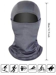 1入組冬季保暖口罩拉瓦面罩頸巾防風防寒加厚絨毛帽子滑雪帽摩托車頭盔內襯 - 灰色 - 查看 2