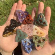 1pc 1inch Natural Stone Irish Knot No Hole Healing Cavring Tumble Ornament And Necklace Pendant