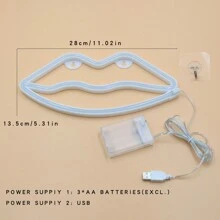 1pc Lip-Shaped LED Neon Mirror Sign - Gorgeous Vibrant Pink Light For Bedroom, Girls' Room, Party, Studio & Store - Ideal Valentine's Day & Unique Birthday Gift, Romantic Ambiance Creator - Pink - View 6