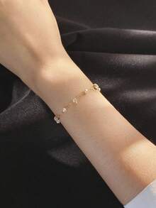 A Women'S Ice And Snow Bracelet Natural Pearl White Crystal 925 Silver Gold-Plated Fine Handmade White Pure High-End Light Luxury Unique Exquisite Women'S Holiday Gift - Yellow Gold - View 2