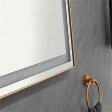 96in. W X 36 In. H Super Bright Led Bathroom Mirror With Lights; Metal Frame Mirror Wall Mounted Lighted Vanity Mirrors For Wall; Anti Fog Dimmable Led Mirror For Makeup - Gold - View 4