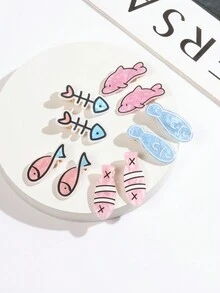 10入組女孩多彩可愛卡通粉色海洋魚/海豚/魚骨側夾劉海卡髮型工具髮飾裝飾品時尚髮夾,適用於女性日常使用 - 彩色 - 查看 12