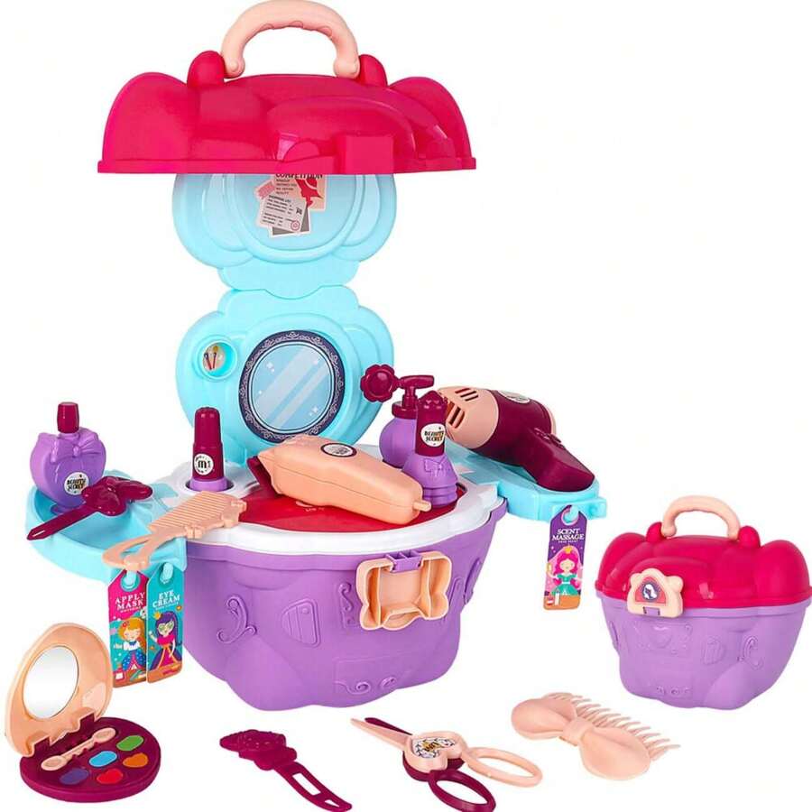 Pretend Makeup Toy Beauty Set For Kids Dressing Table Vanity Cosmetic Box - Multicolor - View 1