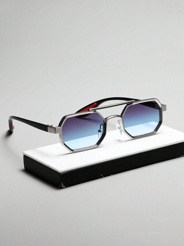 1 pereche unisex ramă geometrică metalică ochelari decorativi casual la modă pentru vacanță de vară la plajă, în aer liber, călătorie înapoi la școală aspect preppy la modă