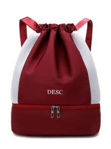 Mochila Saco Esportiva Impermeável Academia Divisor para Sapato - Vinho - Visão 1