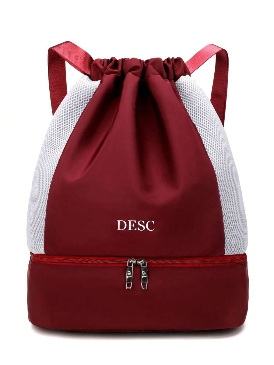 Mochila Saco Esportiva Impermeável Academia Divisor para Sapato - Vinho - Visão 1
