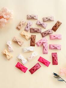 嬰兒發夾,bb夾髮飾,防汗夾髮夾,小型夾髮夾,蝴蝶結髮飾,兒童髮飾,寶寶髮夾組合24入 - 彩色 - 查看 5