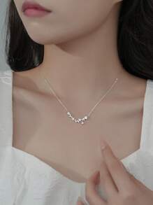 1條s925純銀華麗時尚的星形鑽石吊墜項鍊,適合女性日常佩戴或作為禮物贈送給朋友、長者或愛人 - 銀色 - 查看 9