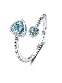 1 件純 S925 銀色深紫色雙心形切割二月生日石可調節開口戒指,送給女朋友的浪漫禮物、女孩、情人節、生日、珠寶配件 - 藍色 - 查看 6