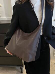 Large Capacity Soft Pu Leather Crossbody Shoulder Bag Hanging Underarm Bag For Women - Coffee Brown - View 5