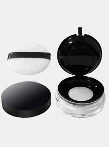 1 个空可再填充化妆粉盒散粉容器空可重复使用粉盒圆形散粉盒 15g 蜜粉散粉小样空盒带空气化妆品罐旅行容器 - 黑色 - 查看 5