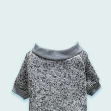 1件寵物中小型狗狗的灰色保暖針織運動衫，秋冬季節服飾 - 灰色 - 查看 3