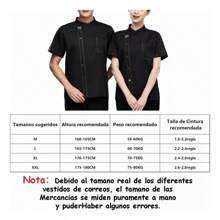 Chaqueta de chef transpirable, blanca, gris y negra, elegante, manga corta, unisex, cómoda y duradera, adecuada para cocinar, hornear, hotel, restaurante, catering, manga corta de verano, uniforme de trabajo... - Negro - Ver 7