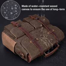 Mens Laptop Messenger Bag Waterproof Canvas Leather Satchel Briefcase Shoulder Bag Computer Work Bag 15.6 Inch - Brown - View 2
