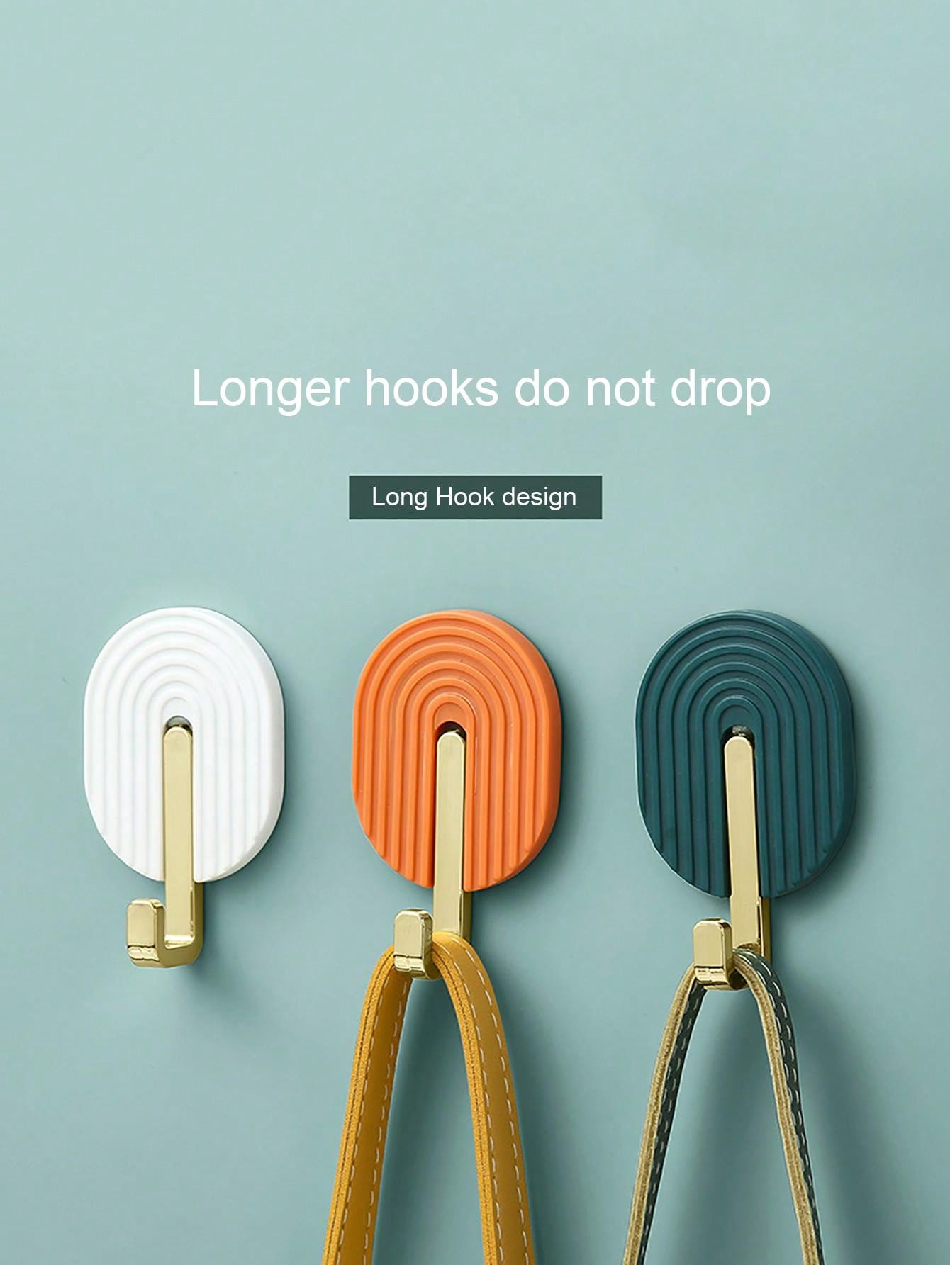 2pcs Solid Color SelfAdhesive MultiPurpose Bathroom Hook For Towels Without Drilling Holes for