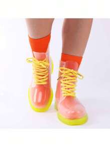 Botas De Lluvia Transparentes De Moda Para Mujer - Amarillo - Ver 8