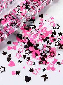 1 hộp Của Đen Và Màu hồng Thỏ Tim Váy rộng Kim sa Nghệ thuật làm Móng Đổ đầy Đồ trang trí DIY Nhựa epoxy UV Khuôn silicon Đổ đầy Pha lê Làm Thủ công Trang trí Phụ kiện - Nhiều màu - Xem 3