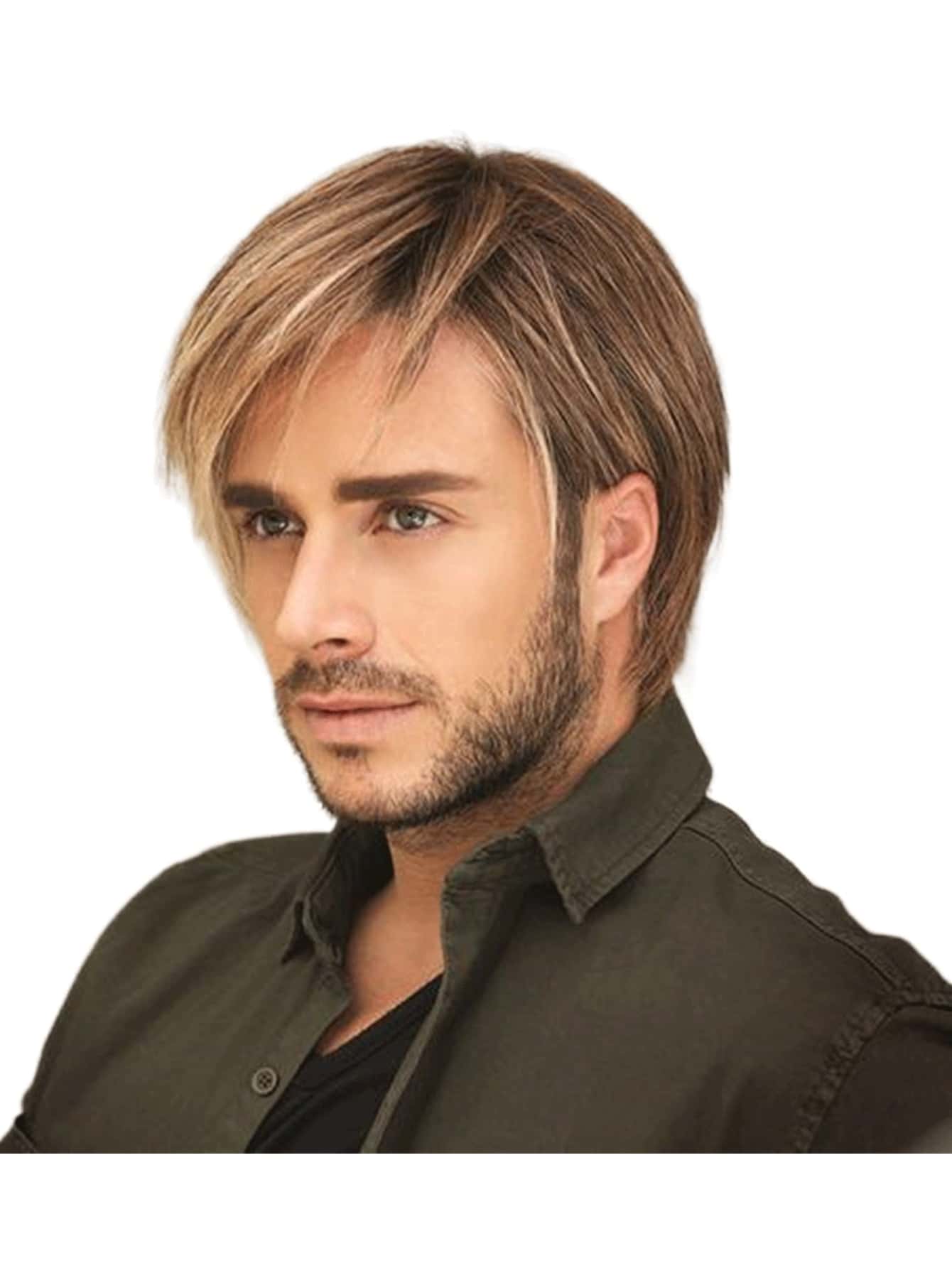 1pc European And American Wigs Men'S Golden Wigs Short Hair Handsome Men'S Hairstyles Fake Headbands Rose Mesh Heat-Resistant - Multicolor - View 1