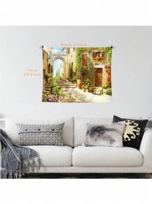 3d 花园壁纸欧洲小镇街景背景布壁挂客厅卧室家居装饰挂布，房间旗帜，房间装饰，挂毯，墙壁装饰，墙壁艺术，房间用品，房间旗帜 - 花園歐洲小鎮 - 查看 6