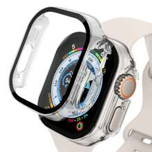 適用於Apple Watch Ultra 2 49mm的手錶保護殼和屏幕保護貼，硬質帶鋼化玻璃屏幕保護貼，手錶套第9系列保護殼，超薄耐用防水保護殼，1入，透明 - 無色 - 查看 2