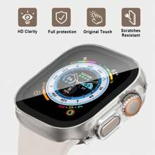 適用於Apple Watch Ultra 2 49mm的手錶保護殼和屏幕保護貼，硬質帶鋼化玻璃屏幕保護貼，手錶套第9系列保護殼，超薄耐用防水保護殼，1入，透明 - 無色 - 查看 6