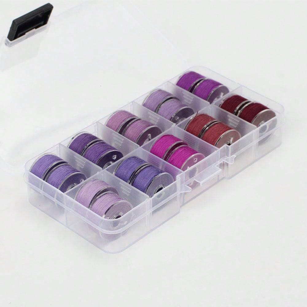 10-Grid New Bobbin Box With Transparent Thread, Bobbin With Fixed Color ...