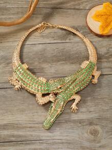 Collar Fresco Con Forma De Cocodrilo Todo-diamante-encrusted De Estilo Punk Exagerado De Moda Para Mujeres, Fiestas Casuales, Joyería Corta De Cadena De Clavícula - Estrella - Ver 14