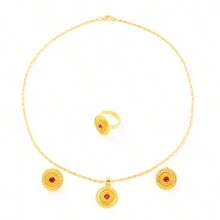 1pc Gold-Color Traditional Jewelry Set For Women, Wedding Party Gift Set - Royal Blue - View 2