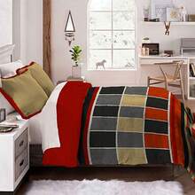 Cobertor con Borrega , Tela Polar Flannel con Borrega - Naranja Quemada - Ver 3