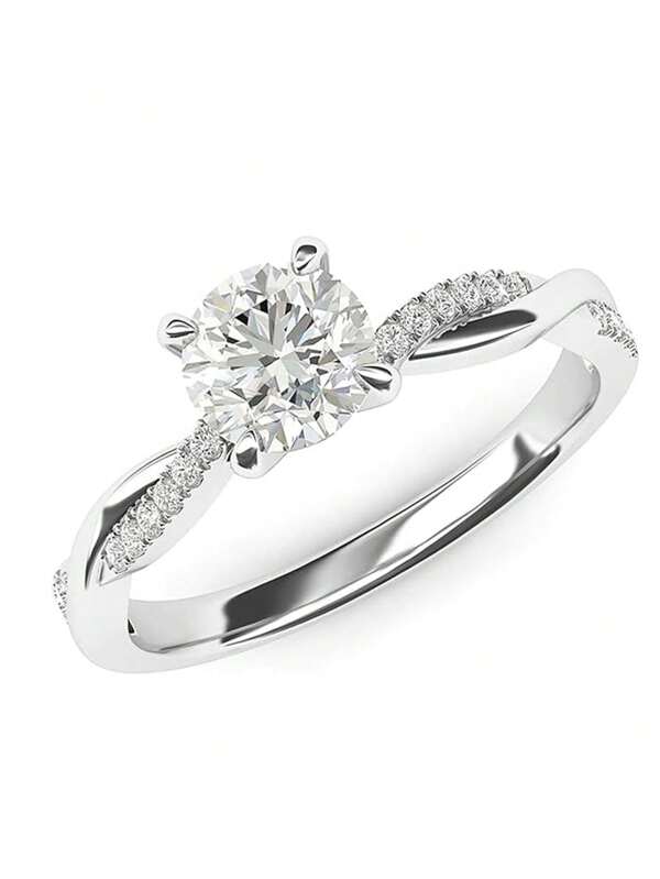 1 PC Classical S925 Sterling Silver Cubic Zirconia Rings Wedding Jewelry For Women Fine Jewelry Valentine'S Day Gift Engagement Bridal Jewelry
