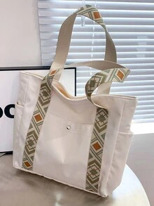 Large Capacity Shoulder Bag For Women's New And Versatile File Carrying Bag, Student Leisure Commuting Bag - White - View 2