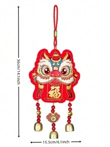 1入組新年裝飾場景佈置吉祥話風鈴裝飾品 - 紅色 - 查看 5