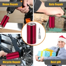 插頭扳手套裝專業插頭夾頭轉接器1/4至3/4英寸(7-19毫米)棘輪扳手電動工具轉接器禮物,男士丈夫父親爸爸diy工具人 - 紅色 - 查看 7