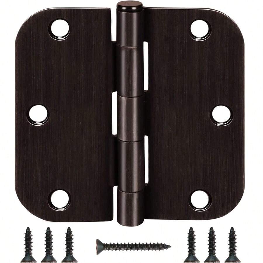 Door Hinge 3 1/2" 12 Pack Rounded Door Hinges Oil Rubbed Bronze 3.5"X 3.5 Inch Hinges For Doors Interior 5/8" Radius Corners Residential Heavy Duty Steel,Reversible Removable Pin Hinge Factory Shop - 油擦青銅 - 查看 1