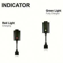 2入組510螺紋充電器usb充電線,具有led指示燈 - 兼容usb適配器,以安全有效地充電510電池 - 黑色 - 查看 5
