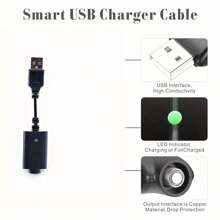 2入組510螺紋充電器usb充電線,具有led指示燈 - 兼容usb適配器,以安全有效地充電510電池 - 黑色 - 查看 3