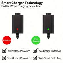 2入組510螺紋充電器usb充電線,具有led指示燈 - 兼容usb適配器,以安全有效地充電510電池 - 黑色 - 查看 4