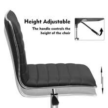 Furmax Mid Back Vanity Chair, PU Leather Swivel Vanity Desk Chair,  Vanity Chair For Makeup Room, Computer Task Chair With Armless - 黑色 - 查看 5