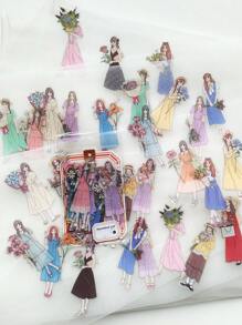 1pack/30sheets Cute Cartoon Girls' Pet Stickers Set For Korean Style, Ins, Girl's Dress-Up, Diary, Scrapbooking Decoration - Multicolor - View 1