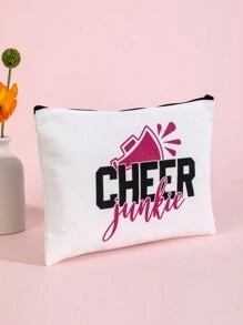 啦啦隊物品啦啦隊包,有趣的女孩生日禮物女士帆布化妝包,帶拉鍊的簡易化妝收納袋,多功能化妝包,手提式最佳禮物,適用於女性,媽媽,老師,朋友,伴娘,情人節晚宴/宴會 - 白色 - 查看 3