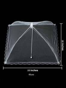 可折疊式麻網食品罩：防止蒼蠅和蚊蟲靠近您的餐點1件食品罩、蔬菜罩、廚房餐廳用餐傘罩 - 白色 - 查看 4