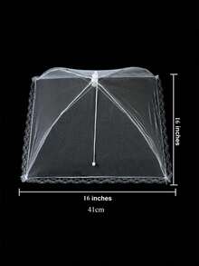 可折疊式麻網食品罩：防止蒼蠅和蚊蟲靠近您的餐點1件食品罩、蔬菜罩、廚房餐廳用餐傘罩 - 白色 - 查看 8